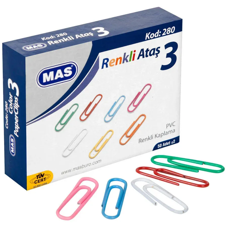 Mas 280 Oval Ataş 28 mm Pvc Kaplı - 50'li Paket