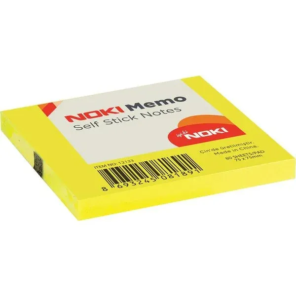 Noki Memo Stick Notes 75x75 mm Küp Yapışkanlı Not Kağıdı - 100 Yaprak - 12'li Paket