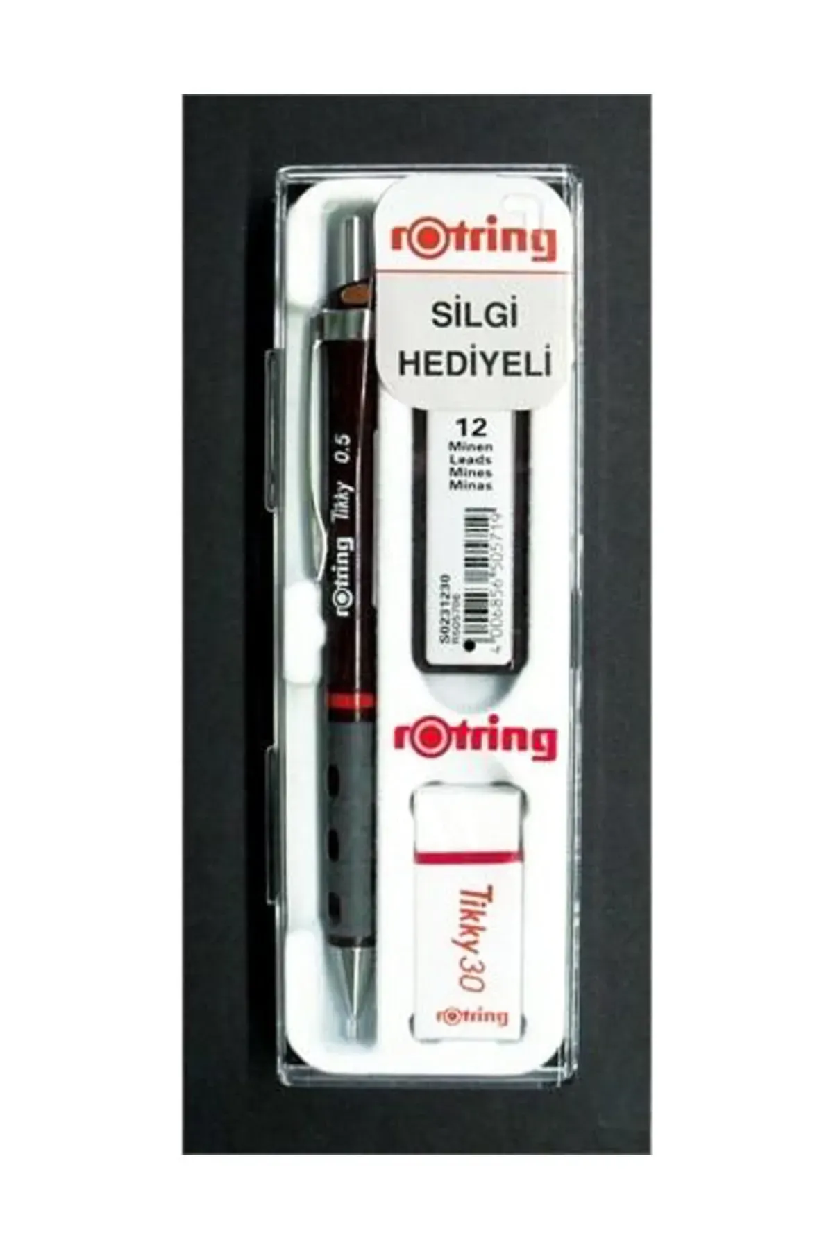 Rotring Tikky 0.5 mm Bordo Versatil Kalem, Silgi ve Uç